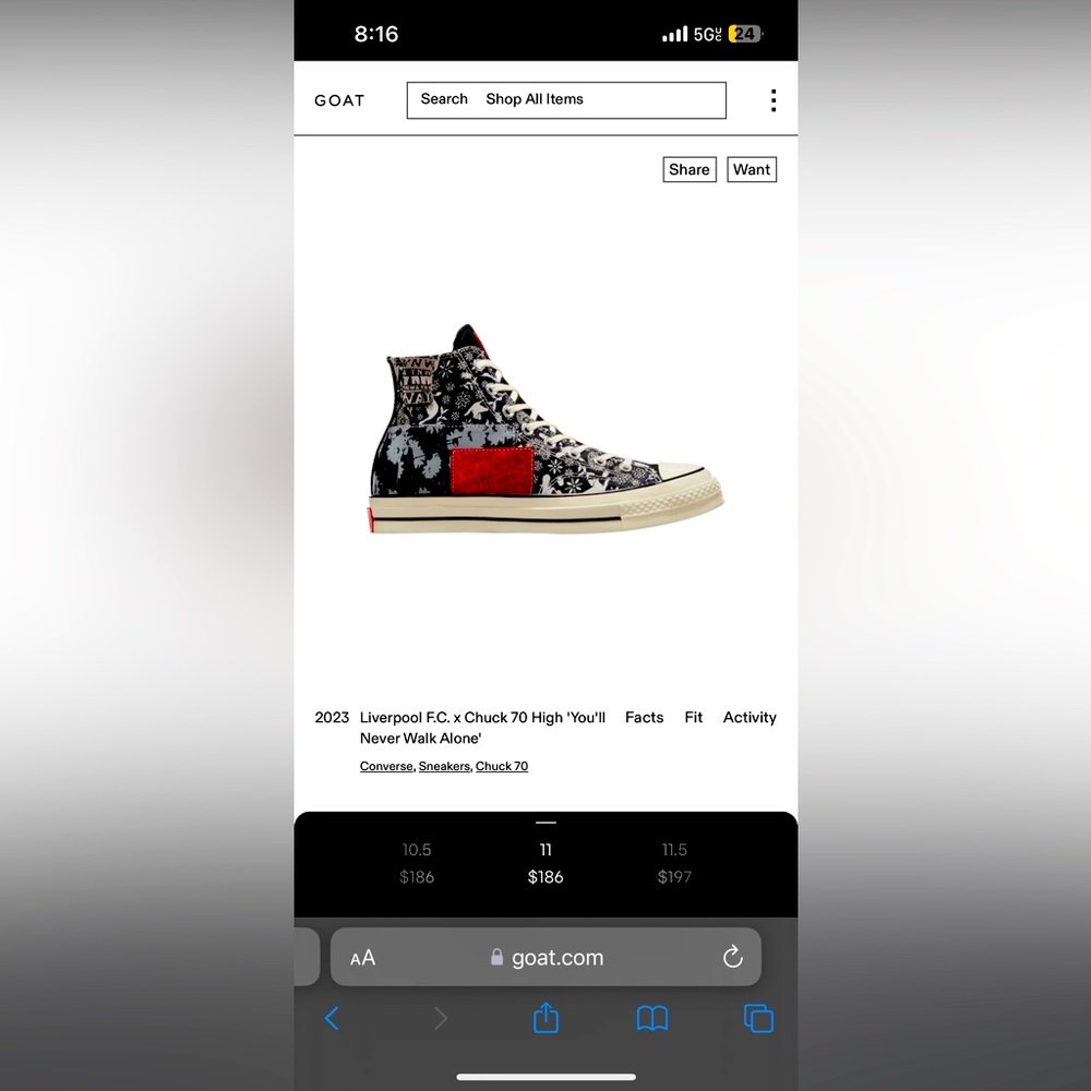 Converse Chuck Taylor All Star 70 x Liverpool F.C. High You'll Never Walk Alone